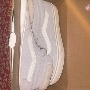 Vans with fur inside worn once super cute light grey and white